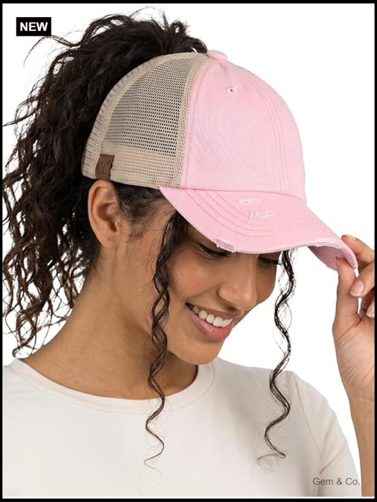 Women\'s Baseball Cap with Ponytail Hole Criss Cross Back Adjustable main image 6